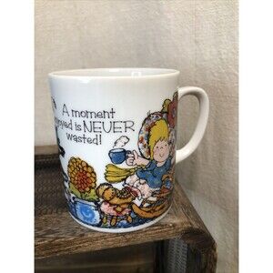 1974 Japan Coffee Mug Cup “A Moment Enjoyed Is Never Wasted “ Art by Taylor